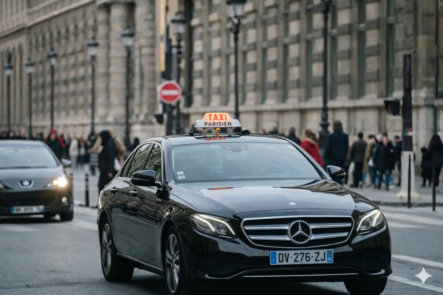 Taxi parisien officiel berline noire pour transfert aéroport